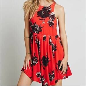 Free People Red Floral Mini Dress